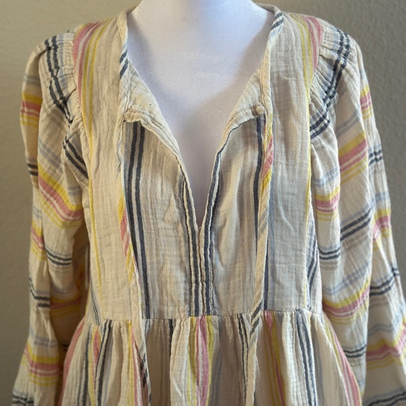 Sundry Striped Gauze Peasant Dress - Picture 7 of 7